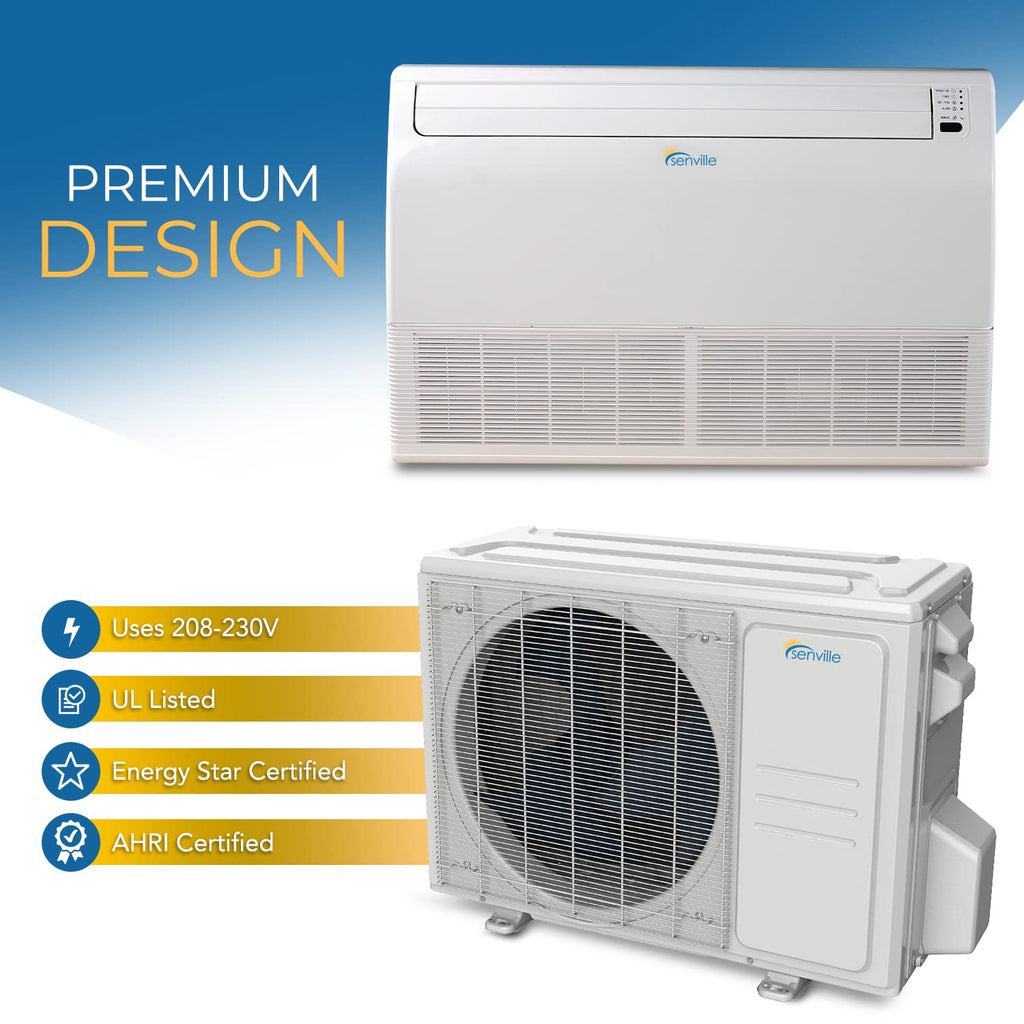 Floor Ceiling Mount Mini Split AC/Heating System, White, 24000 BTU