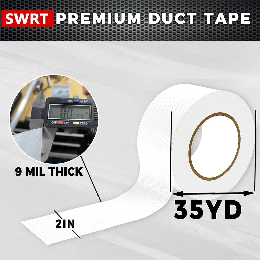 Duct Tape White Heavy Duty,2 in x 35 YD, 9 Mil Strong Adhesive