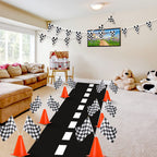 Traffic Cones and Racing Checkered Flags Set, Orange
