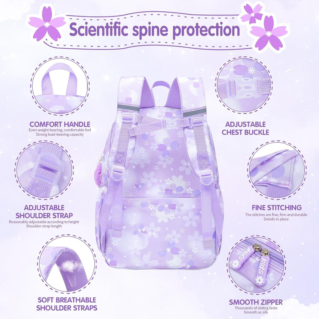 Lovely Girls Backpack School Bag for Students Kids Book Bag with Multiple Pockets Splash-proof Children's