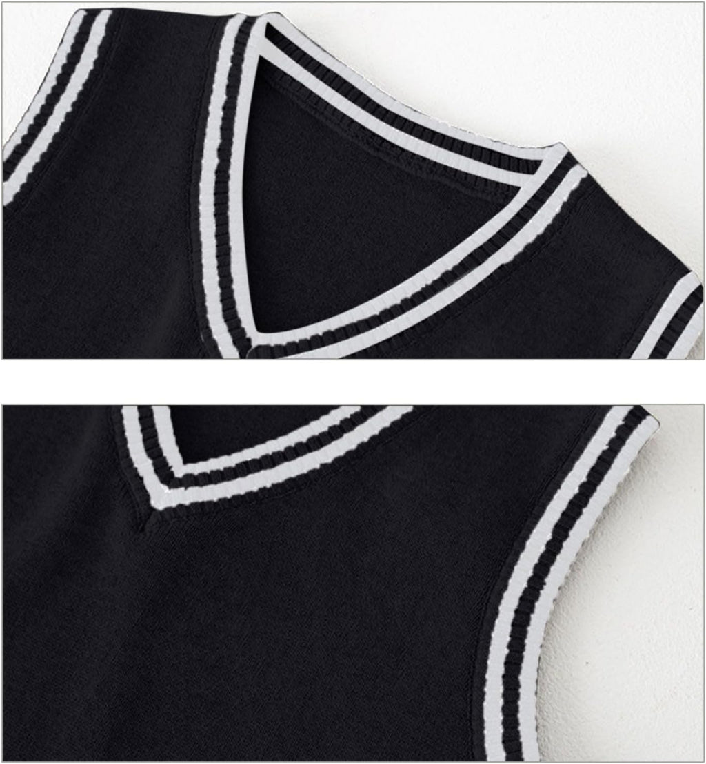 Boys Sweater Vest Cotton School Uniform for Girls V Neck Sweater Vest Kids Knit Cotton Sweaters Pullover