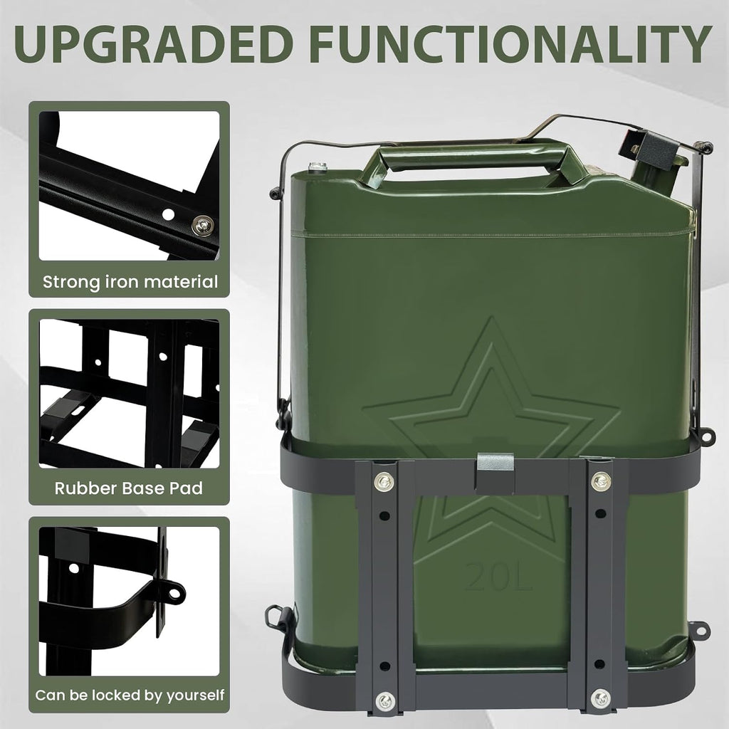 Jerry Gas Can Holder 5 Gallon Water Storage Containers Holder Mount Only Holder Rack, Metal Fuel & Gasolina