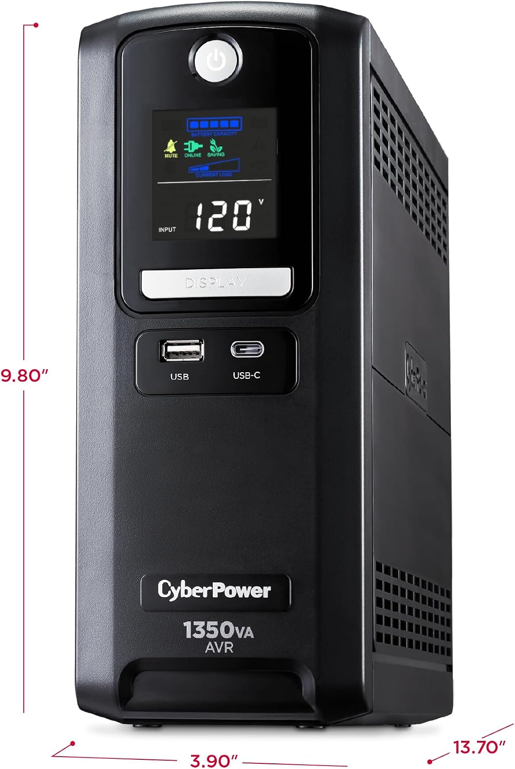 CST135UC2-R Line‑Interactive UPS Battery Backup and Surge Protector, 1350VA/810W, AVR, 10 Outlets, USB‑C & USB‑A