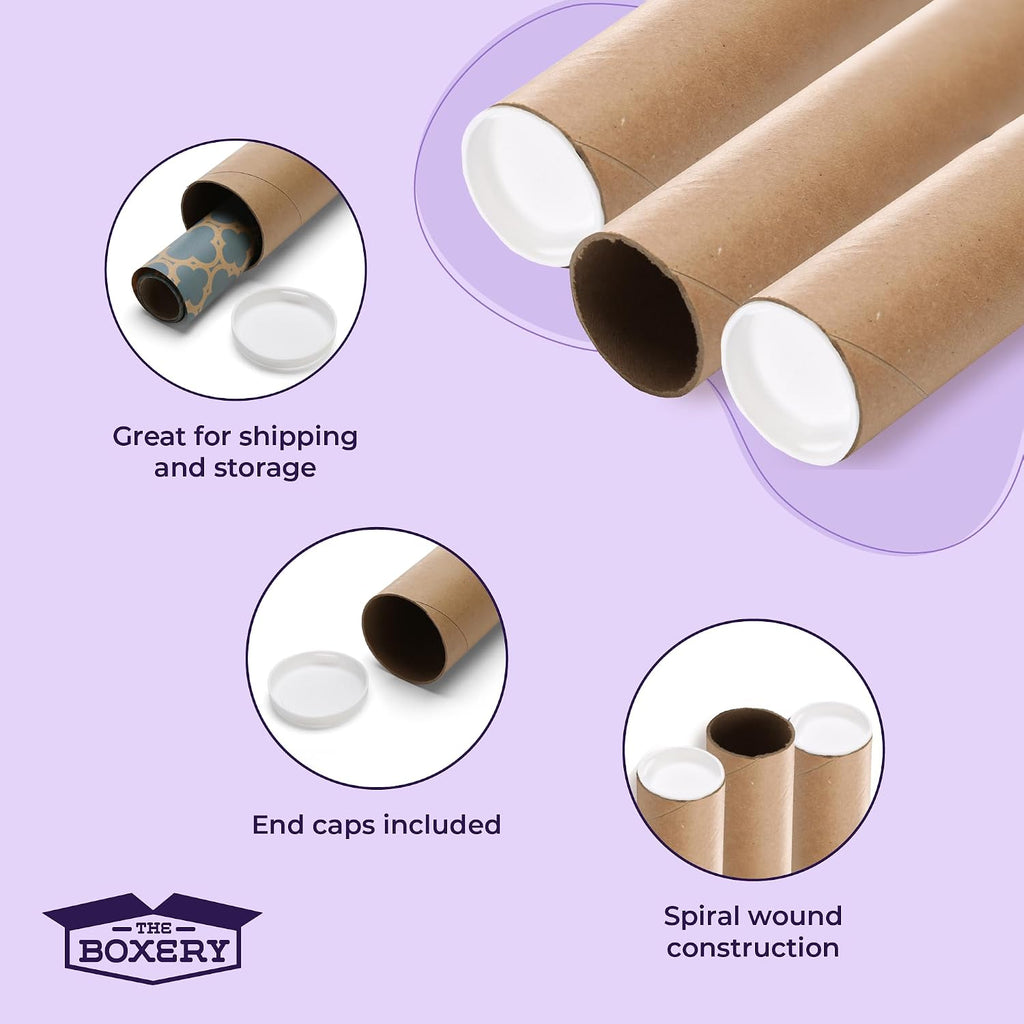 Brown/Kraft Shipping, Storage, Posters, Arts, Crafts, Documents, Mailing Tubes 2 inch x 9 inch - 50 PACK, Made in the