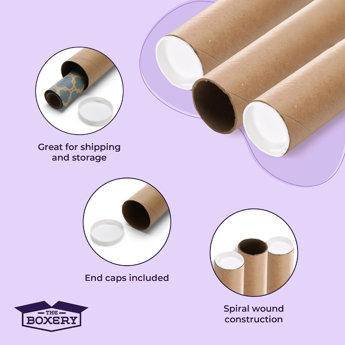 Brown/Kraft Shipping, Storage, Posters, Arts, Crafts, Documents, Mailing Tubes 2 inch x 12 inch - 50 PACK, Made in