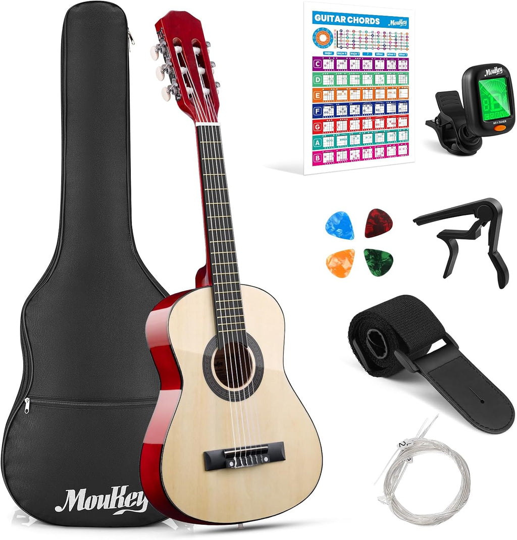 30" Acoustic Guitar for Beginners Kids Youth 1/4 Size Dreadnought Guitarra Acustica Kit with Chord Poster, Gig Bag