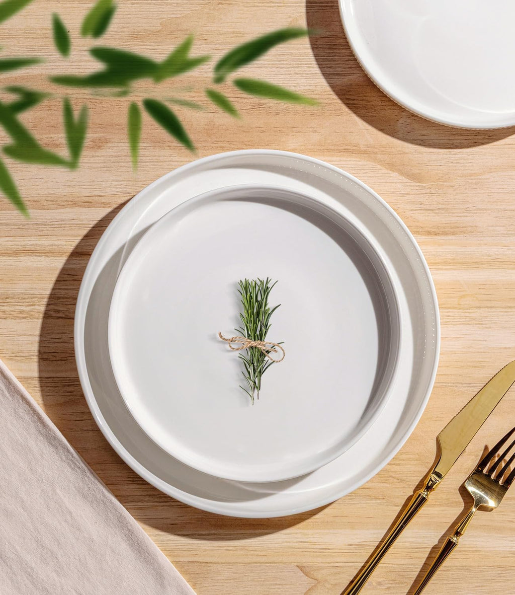 Ceramic Dinnerware Set for 4, 12-Piece Plates and Bowls Set