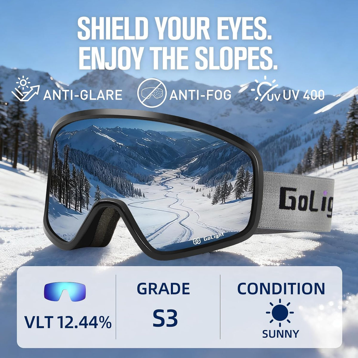 Polarized Anti-Glare OTG Ski Goggles – Anti-Fog Double Lens, UV400, Triple-Foam, Anti-Slip Strap for Men & Women