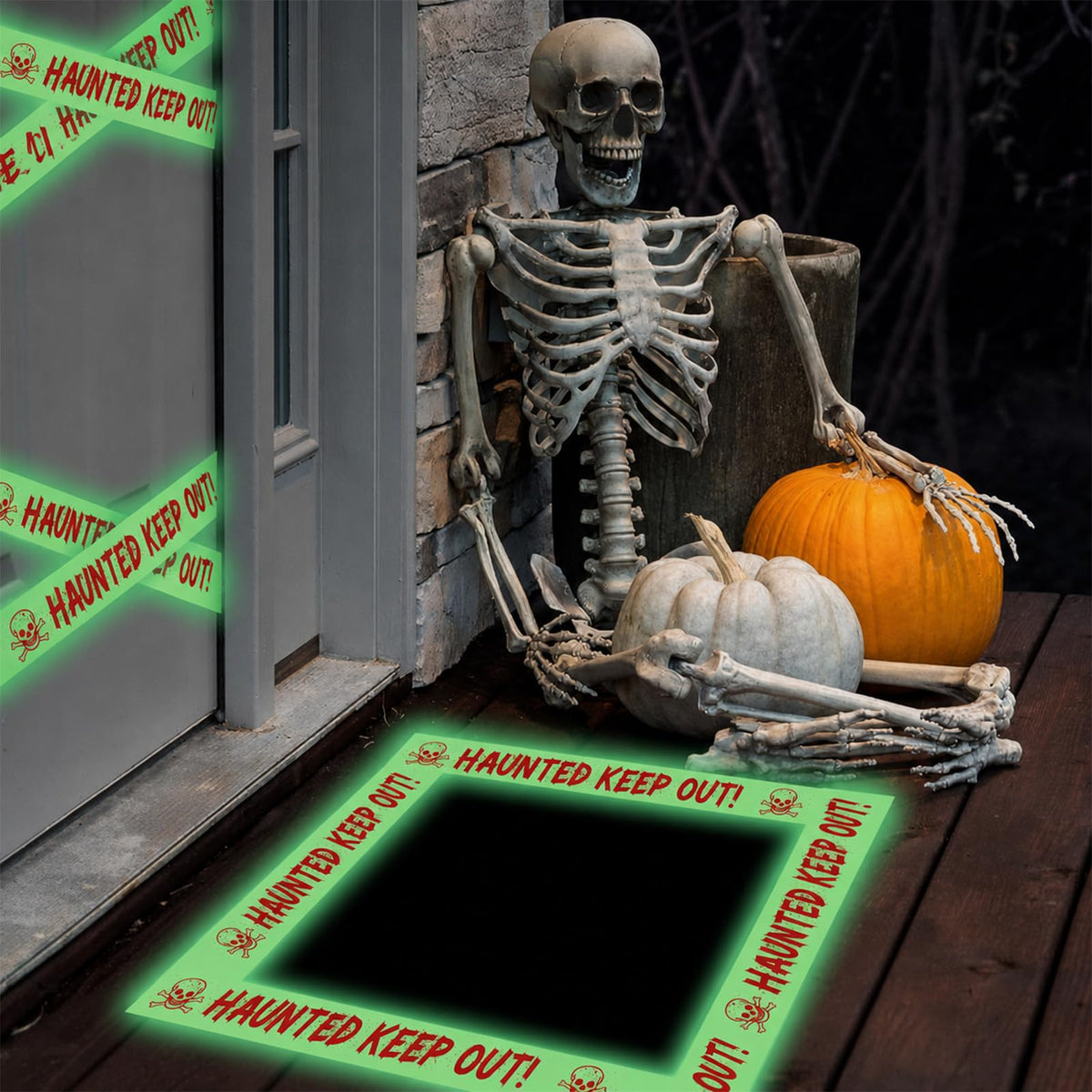 Glow in The Dark Halloween Decorations Caution Tape Haunted Keep Out Scary