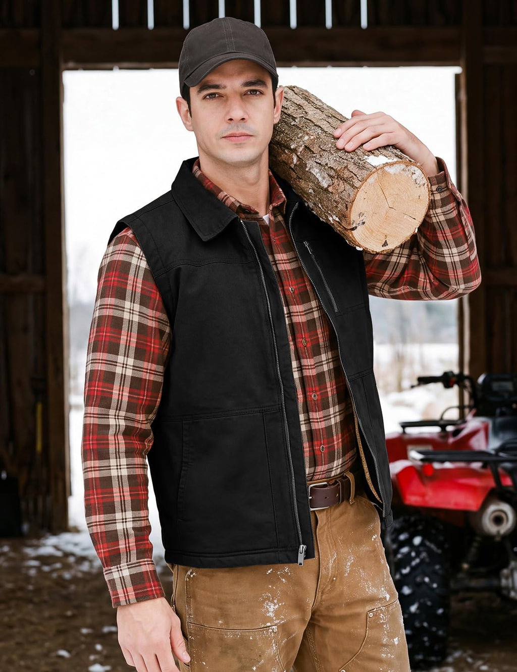 Men's Winter Casual Vest Sherpa Fleece lined Warm Lightweight Black M
