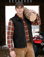 Men's Winter Casual Vest Sherpa Fleece lined Warm Lightweight Black M