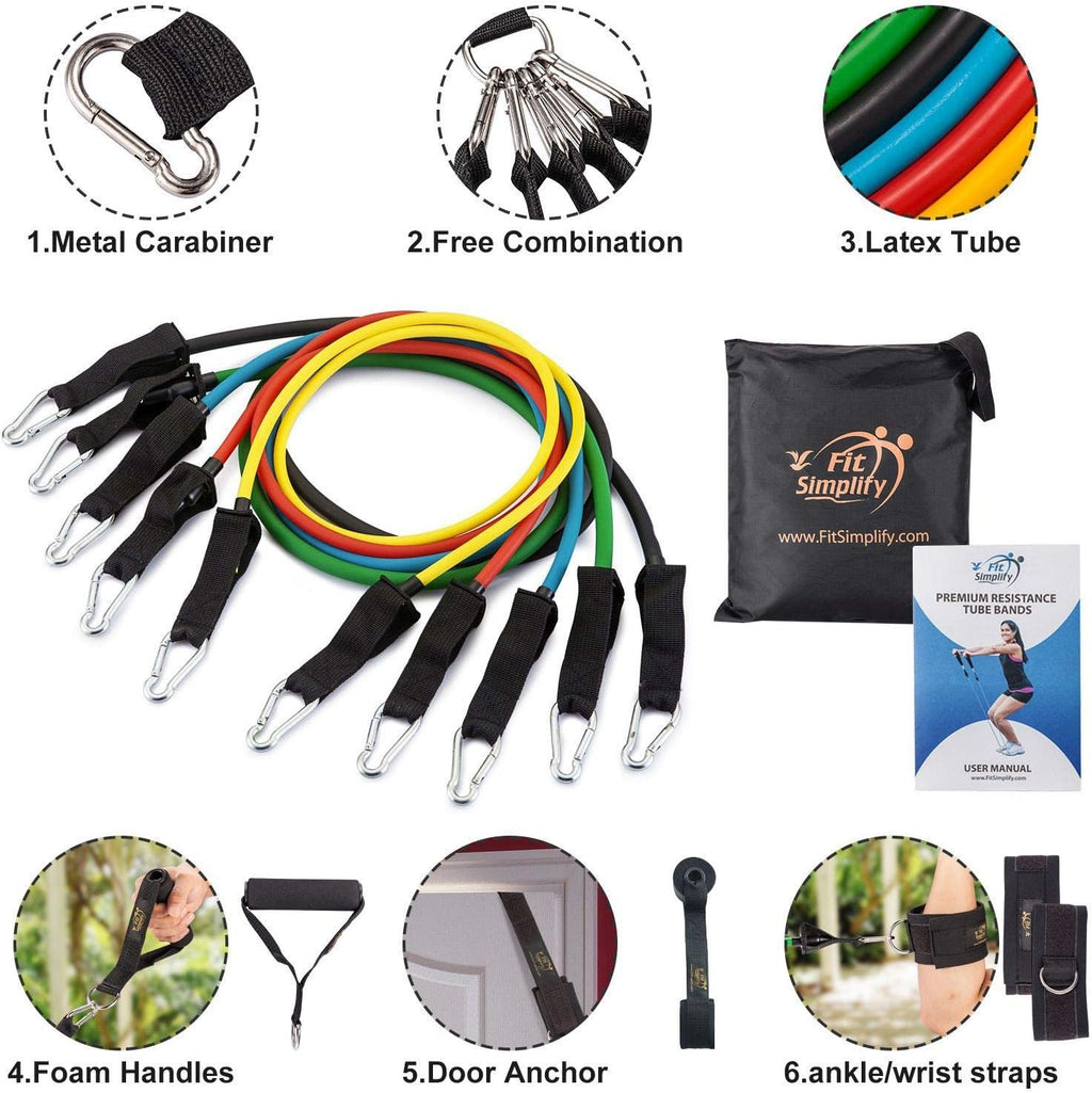 Resistance Tube Bands 12 Piece Set with Instruction Booklet