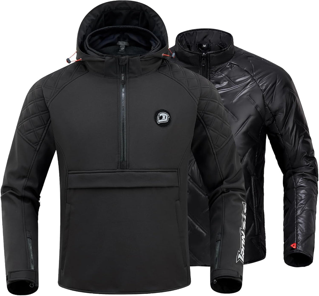 Motorcycle Jacket for Men, CE Certified 3-in-1 Riding Hoodie | CE Level 2 Armor, EVA Back Protector, Removable Liner