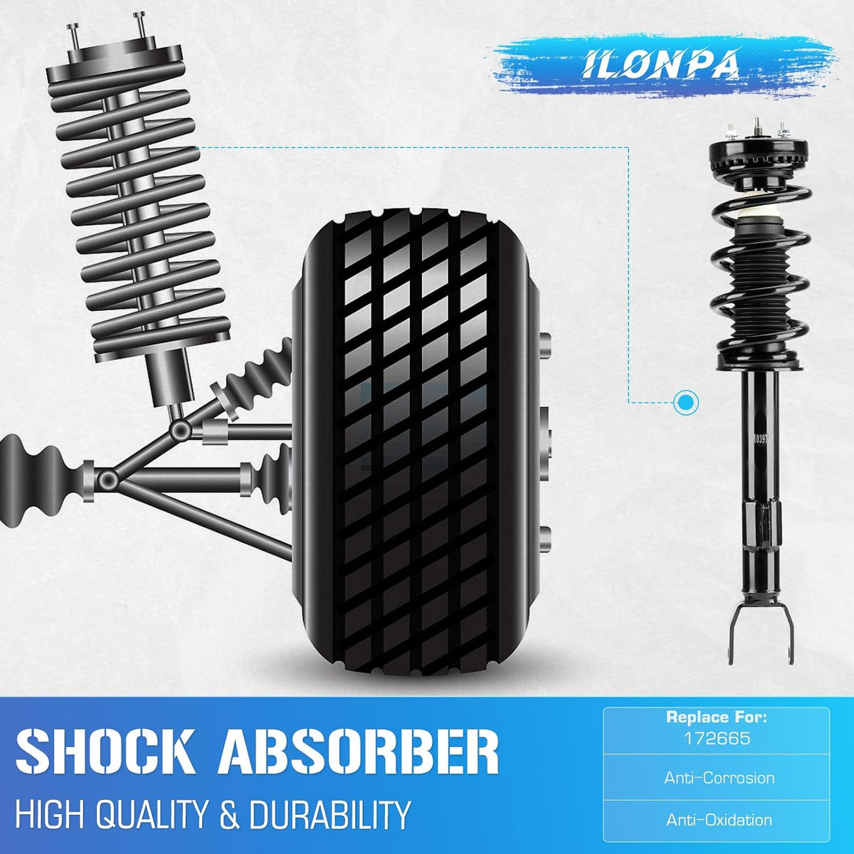 ILONPA Front Struts Shocks for 2012-2022 Dodge Challenger/Charger V6 3.6L