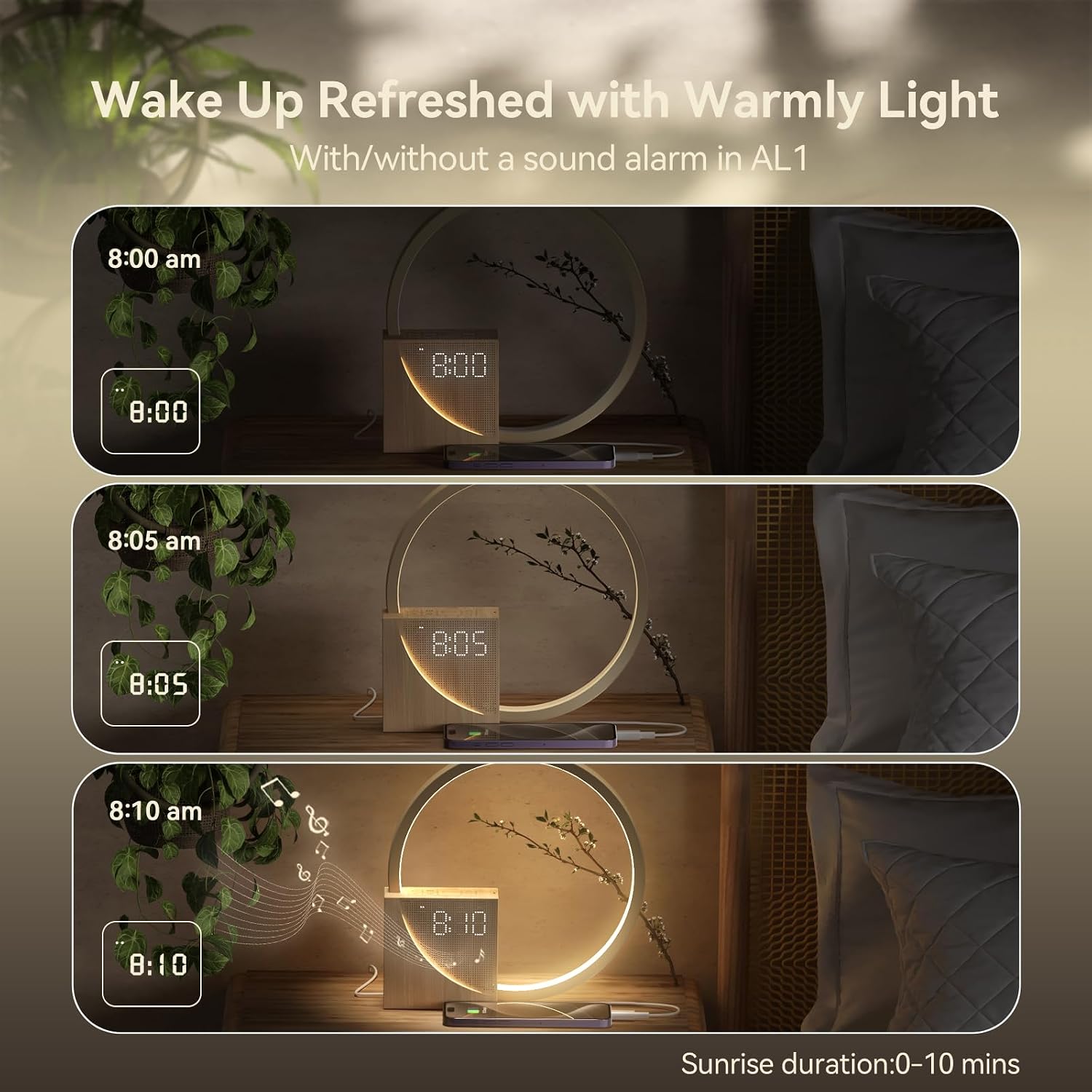 Sunrise Alarm Clock for Heavy Sleepers Adults, Wake-up Light, Sleep Aid 10 White Noise Sound Machines with 30/60/90