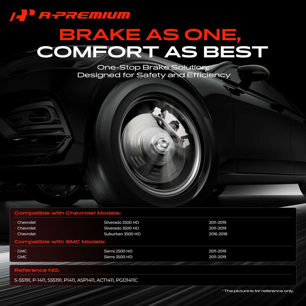 A-Premium 13.98 inch (355mm) Front Brake Rotors & Ceramic Pads Kit, 6-Pack