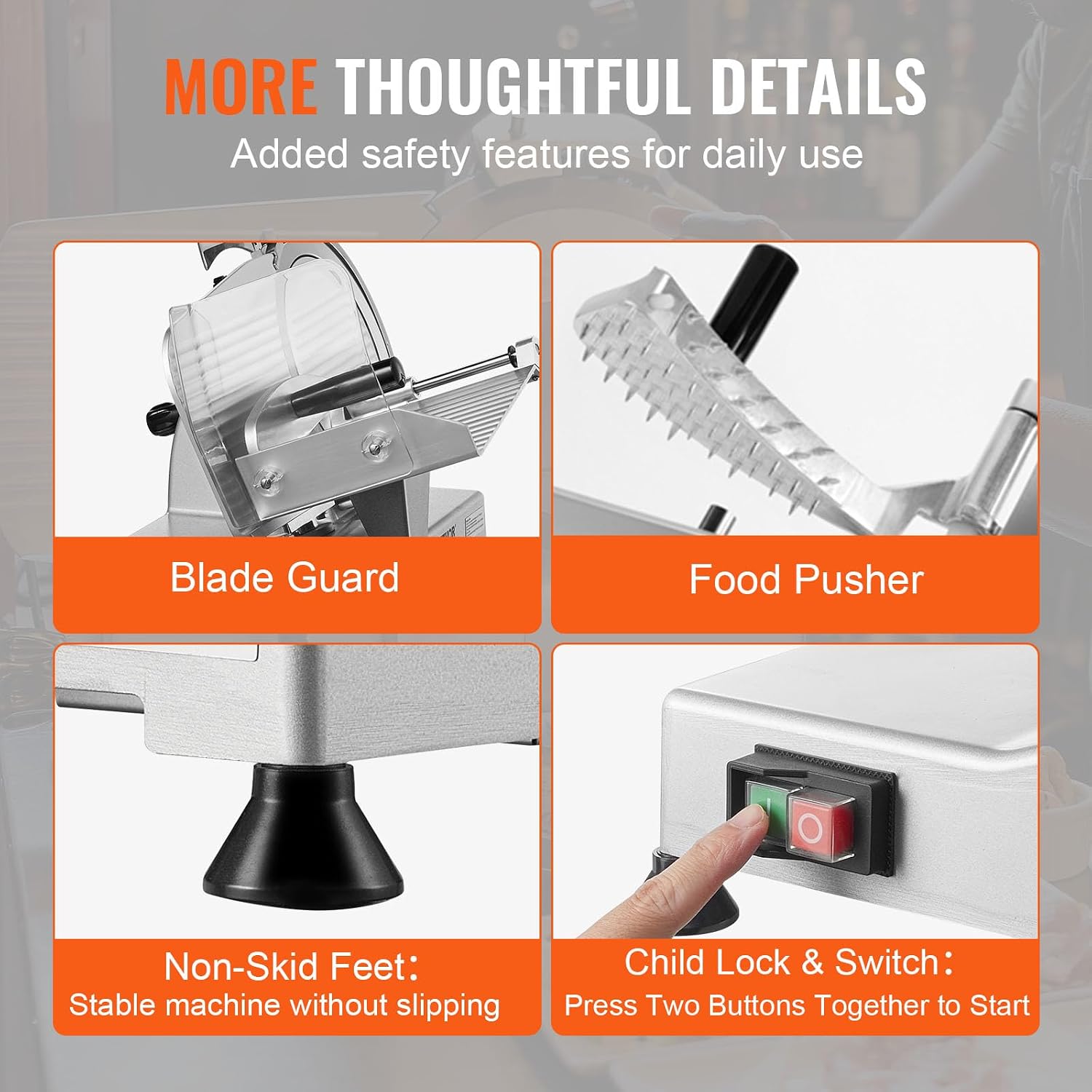 Meat Slicer, 340W Electric Deli Food Slicer with 10" SUS420 Stainless Steel Blade and Built-in Sharpening Stone
