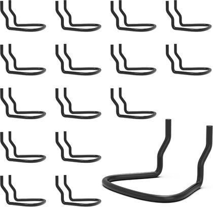 16 Pack Pegboard Pliers Holder–Black Stainless Steel Peg Board Tool Holders for Garage Organization-Secure Ring Style