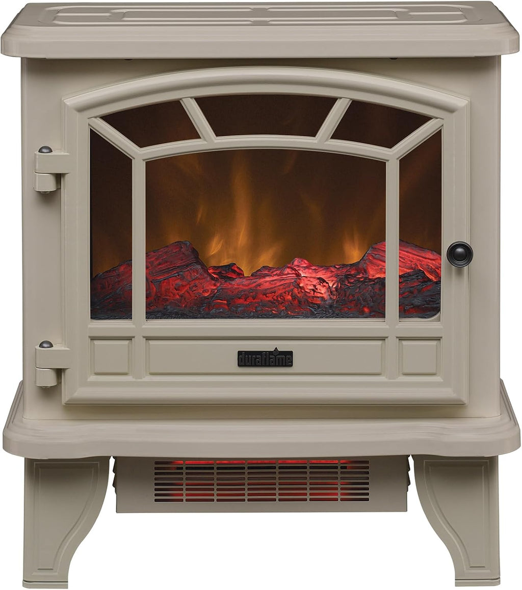 Infrared Quartz Electric Fireplace Stove Heater, Cream