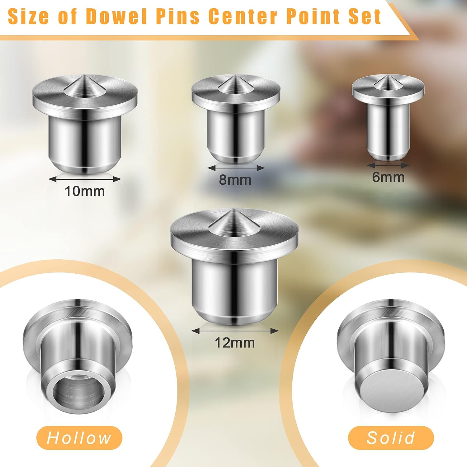 32 Pieces Dowel Pins Center Point Set Solid Hollow Dowel Tenon Center Transfer Plugs Pointed Dowel and Tenon Center