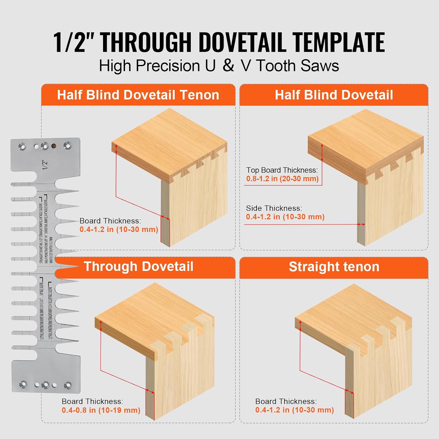 Dovetail Jig, 12 in Width, Dove Tailing Router Jigs with 4 Router Bits & 3 Templates, Precise Alignment Dove Tail