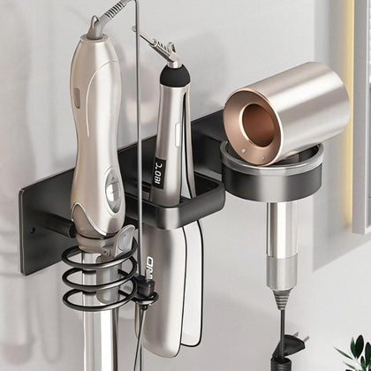 Hair Dryer Holder Wall Mounted,Blow Dryer, Curling Iron, Straightener Holder 3 in 1 Bathroom Metal Hair Tool