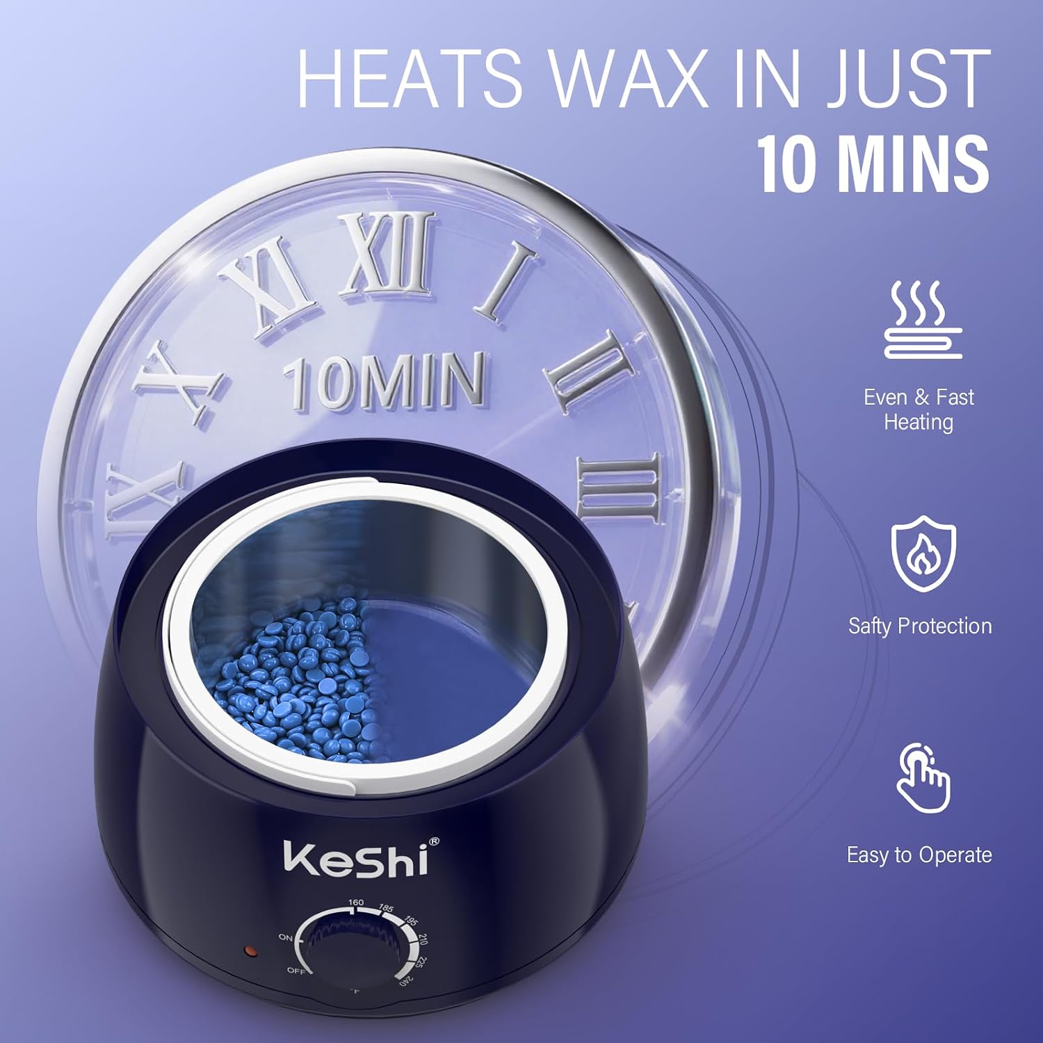 Waxing Kit for Women Men, Wax Pot Warmer Hair Removal Kit | 6 Hard Wax Beans, Full Body, Legs, Face, Eyebrows