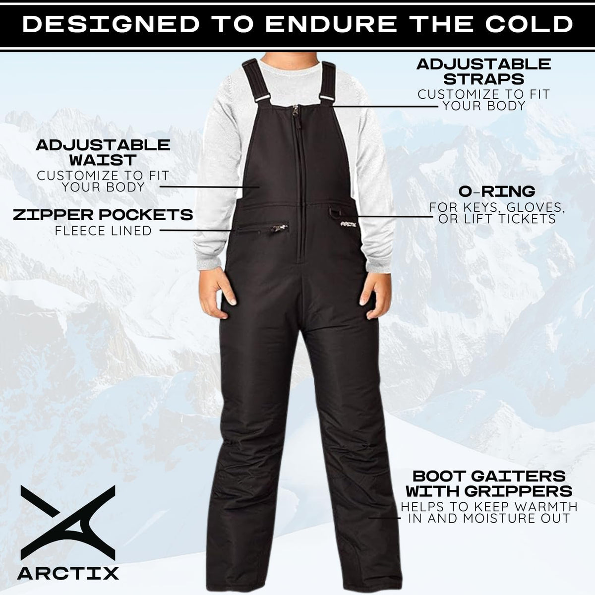 Kids Insulated Snow Bib Overalls