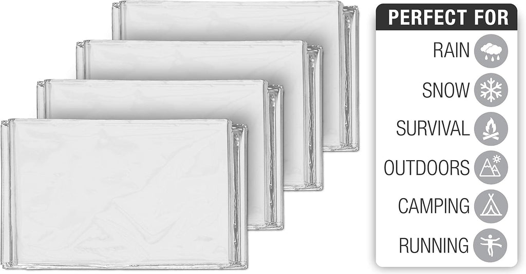 Emergency Mylar Thermal Blankets + Bonus Space Blanket - Compact & Insulated for Cold Weather - Designed for NASA