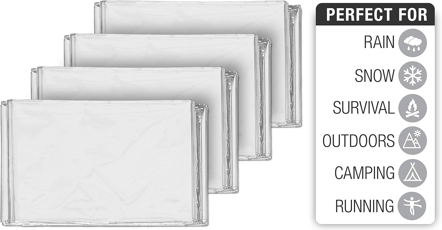 Emergency Mylar Thermal Blankets + Bonus Space Blanket - Compact & Insulated for Cold Weather - Designed for NASA