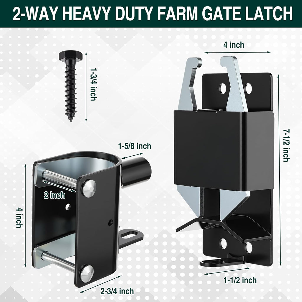 2 Way Farm Gate Latch 6" Gate Support Wheel for Metal Tube Gates