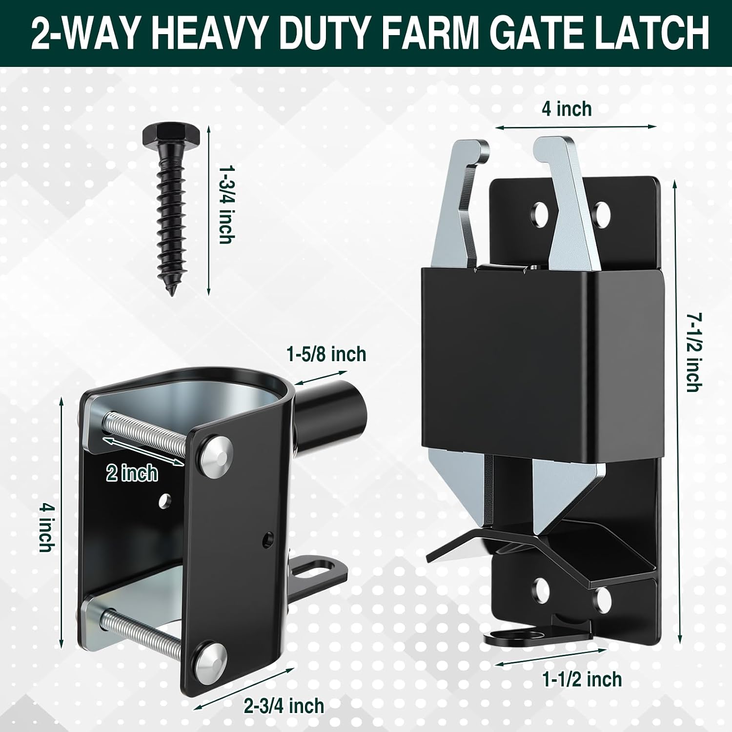 2 Way Farm Gate Latch 6" Gate Support Wheel for Metal Tube Gates