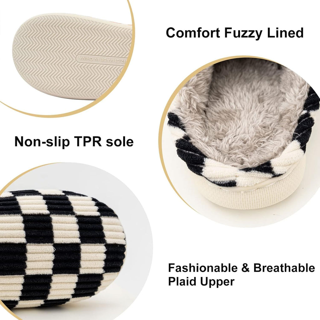 House Slippers for Women & Men - Fuzzy, Casual Indoor/Outdoor Shoes with Memory Foam & Faux Fur Lining