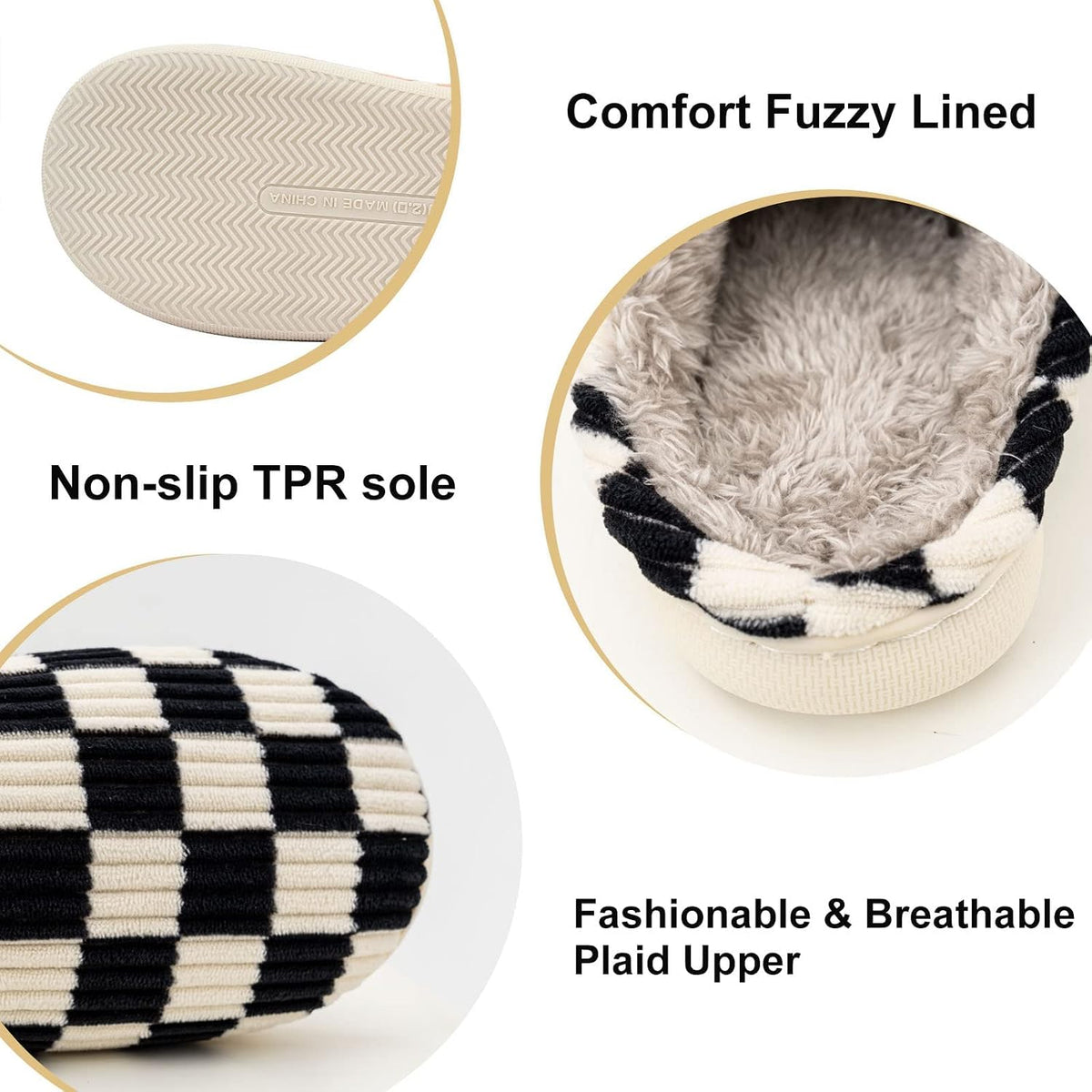House Slippers for Women & Men - Fuzzy, Casual Indoor/Outdoor Shoes with Memory Foam & Faux Fur Lining