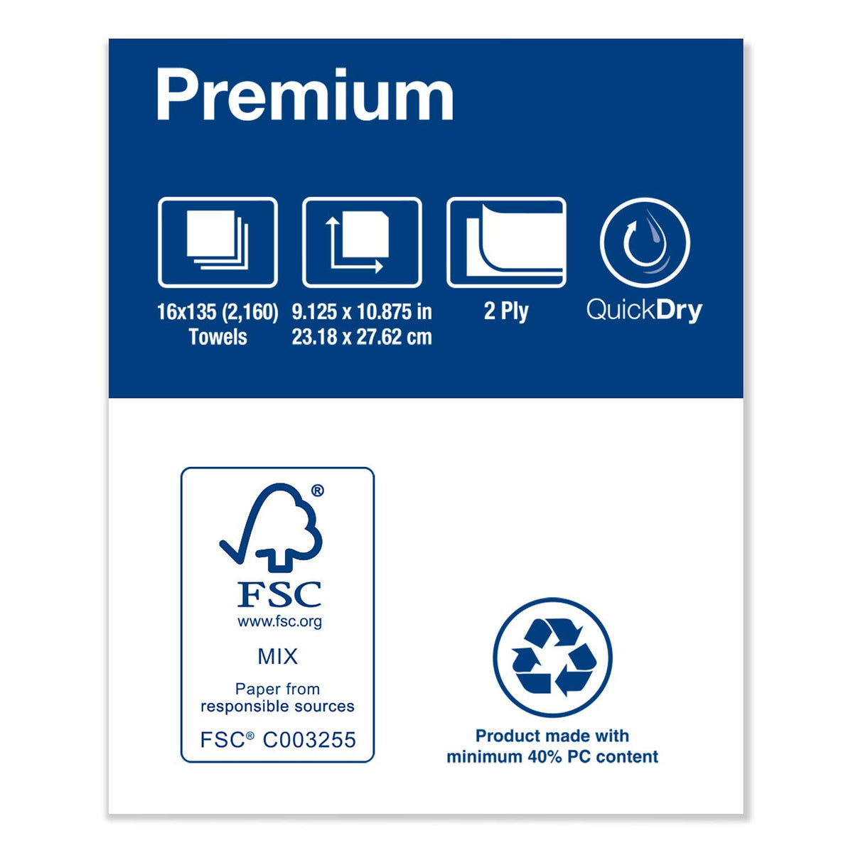 MB578 Xpress Premium Soft Multifold 3-Panel 2-Ply Hand Towel, White, 16 pack