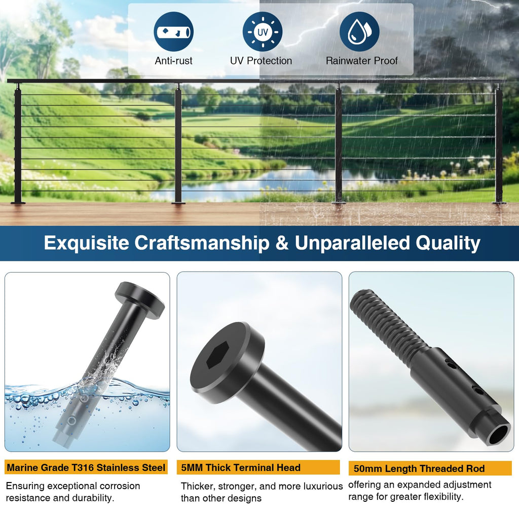 [Patent] Gyykzz 20 Pack Black Swageless Invisible Cable Railing Hardware