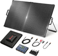 100W Portable Solar Panel Suitcase with Charge Controller, Gray | Suitcase folds to 24 x 20 in and weighs 10.1 lb;