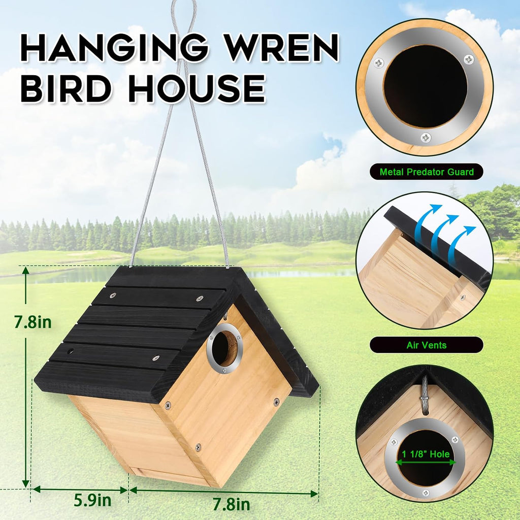 Hanging Wren Bird Houses for Outside with 1-1/8" Entrance 1 Pack