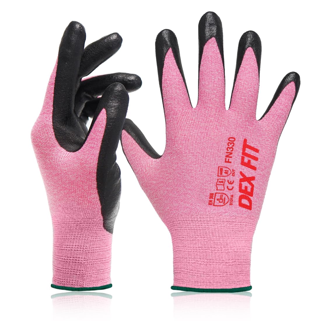 Nitrile Work Gloves FN330, 3 Pairs, 3D-Comfort Stretchy Fit, Firm Grip, Thin & Lightweight, Touch-Screen Compatible