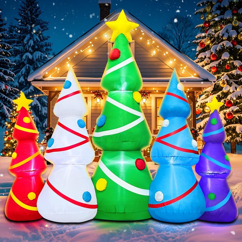 6.5FT Long Christmas Inflatable Tree Set Outdoor Decoration Giant Christmas Inflatable Tree Blow up Yard Decorations