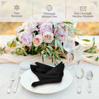 Black Cloth Napkins - 8 Pack 17" x 17" Washable Polyester Napkins