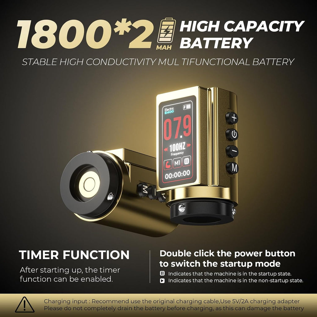 Wireless Tattoo Machine with 3600mAh Dual Batteries Adjustable 7 Strokes 2.4-4.2mm Rotary Pen LED Display Brushless