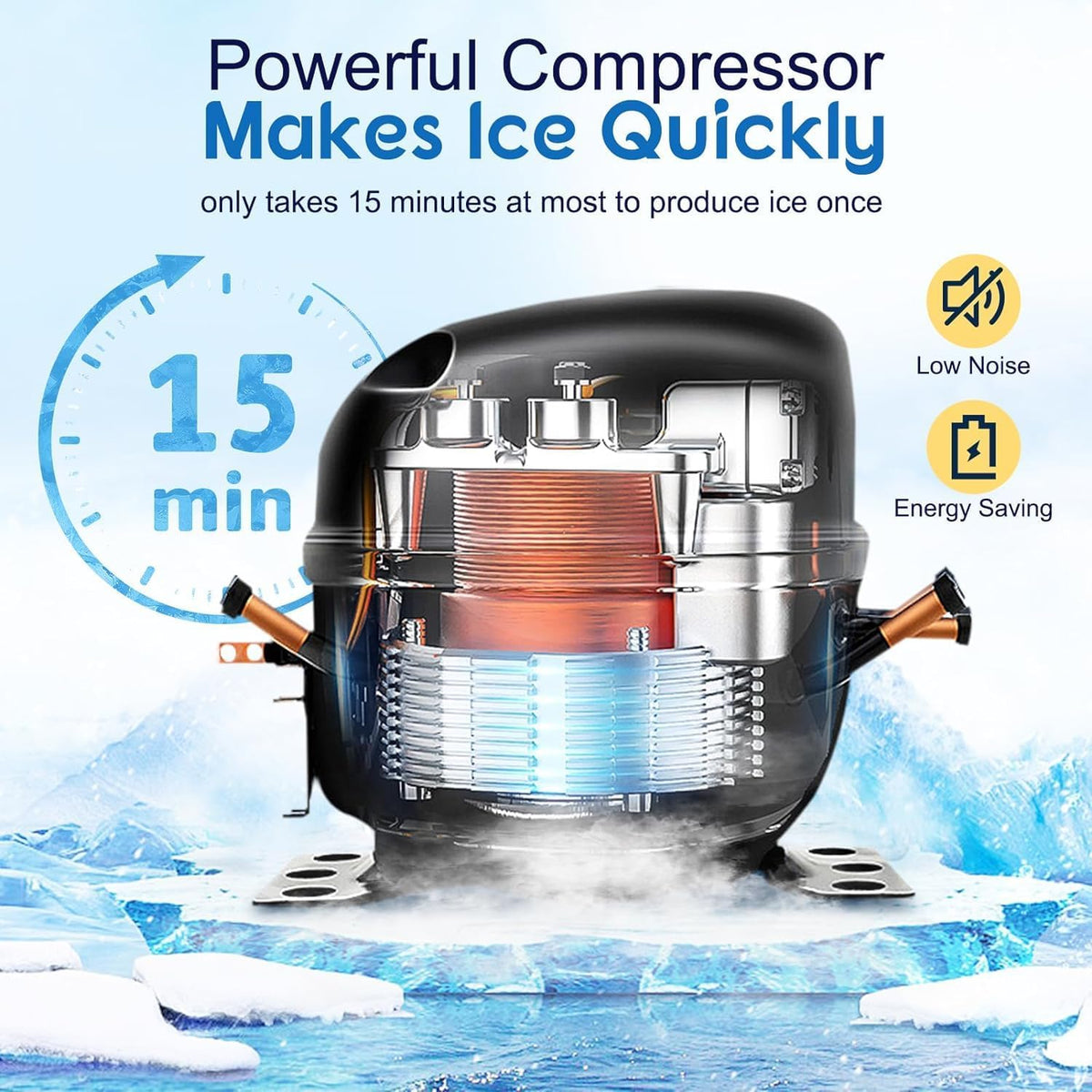 Commercial Ice Maker Machine, 110LBS/24H with 30 lbs Bin