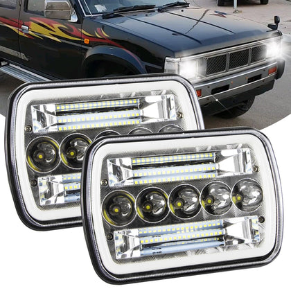 H6054 7x6 5x7 LED Headlights Fit for Jeep Cherokee XJ Wrangler YJ