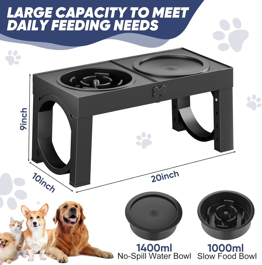 Elevated Dog Bowls Large Breed Raised Dogs Bowl Stand Large/Medium Sized Dog Slow Feeder Dogs Bowls Food Water Stands