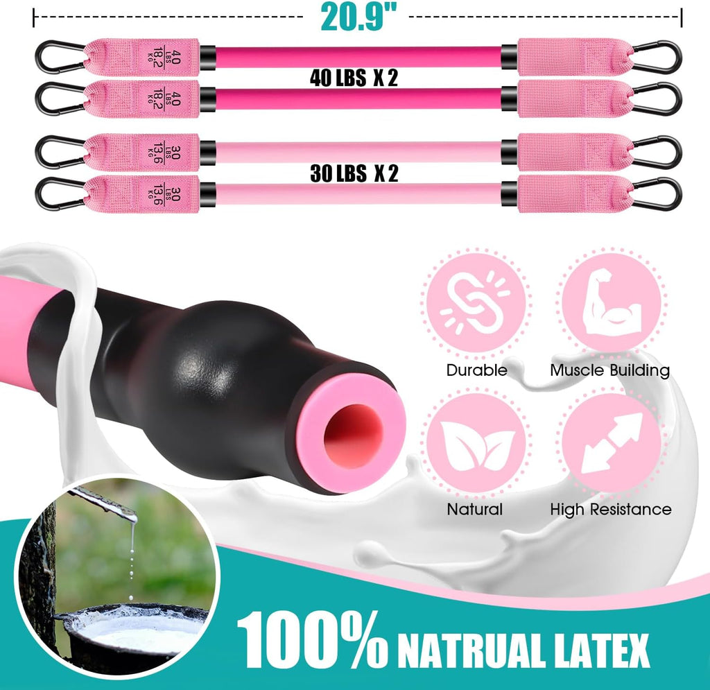 Pilates Bar Kit with Resistance Bands, Pilates Workout Equipment for Legs, Hip, Waist, Arm, Squats Exercise Equipment