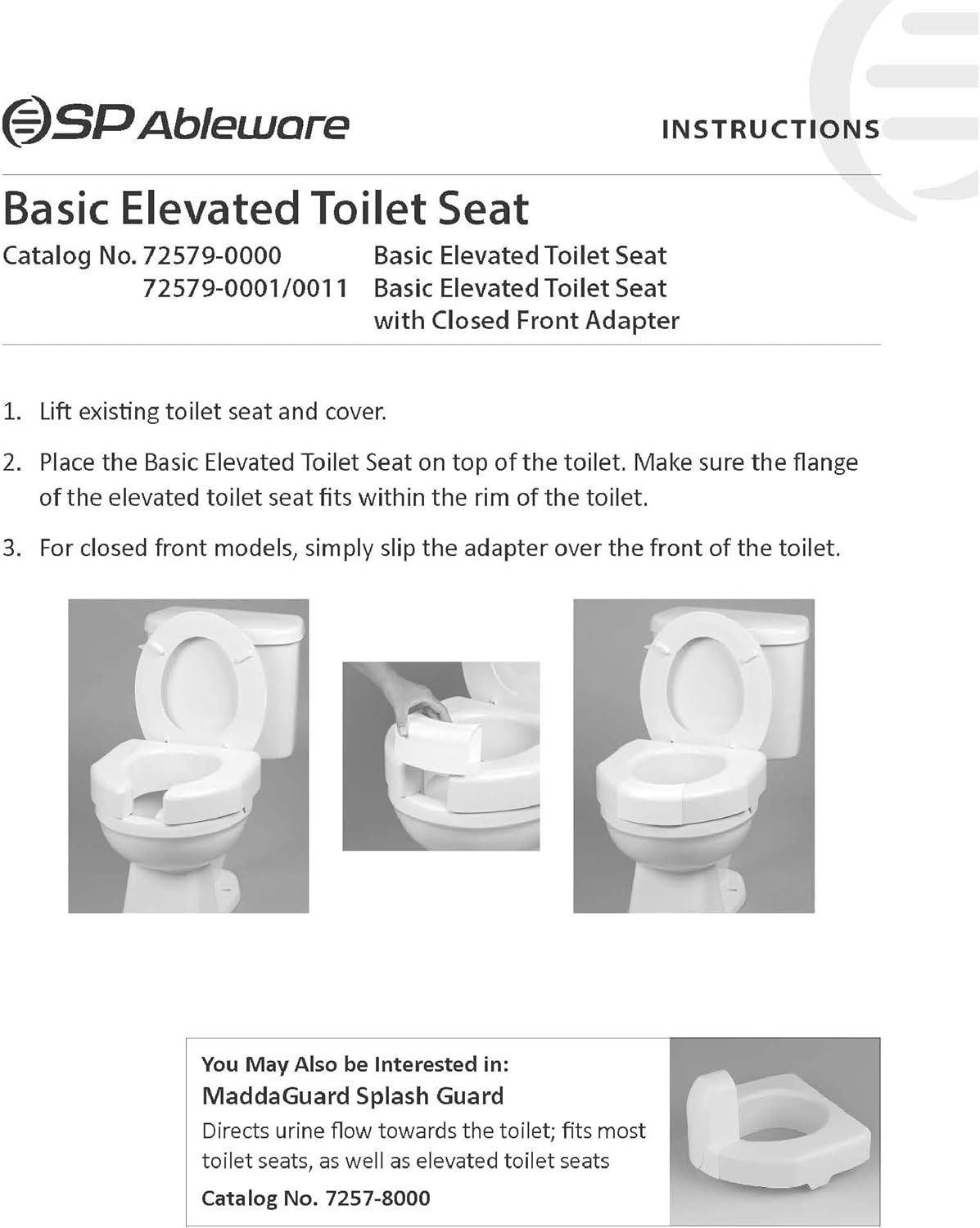 SP 3 Inch Extender Booster Elevated Raised Toilet Seat Risers for Seniors Adults Elderly Handicap Disabled Fits Most