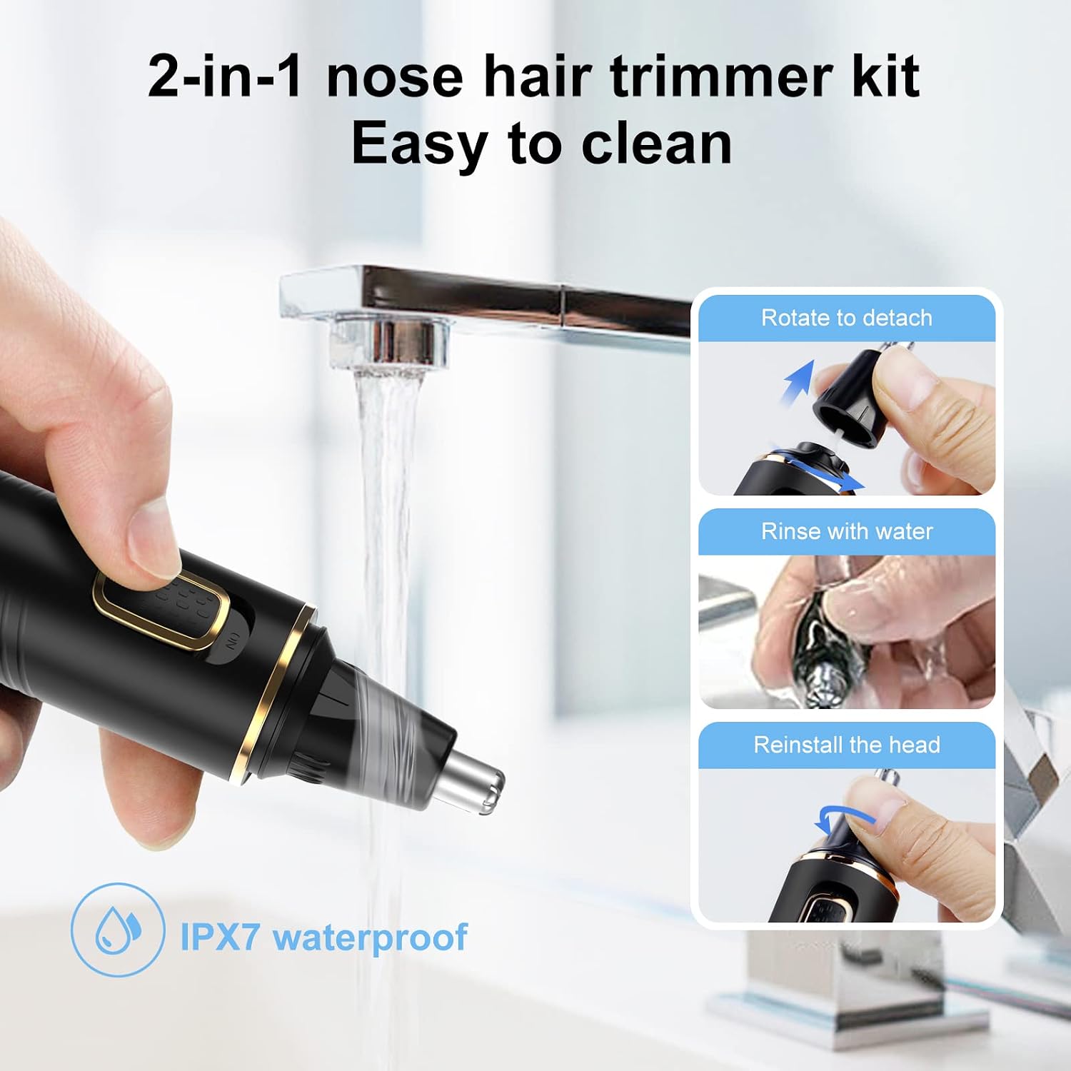 Nose Hair Trimmers for Men，Rechargeable Hair Trimmer 2 in 1 Painless Multifunctional Ear and Nose Hair Trimmer with