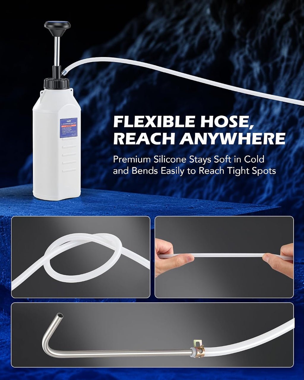 OMT 1L Hand Fuel Pump, Multi-Purpose Oil Pump with 39" Silicone Hose