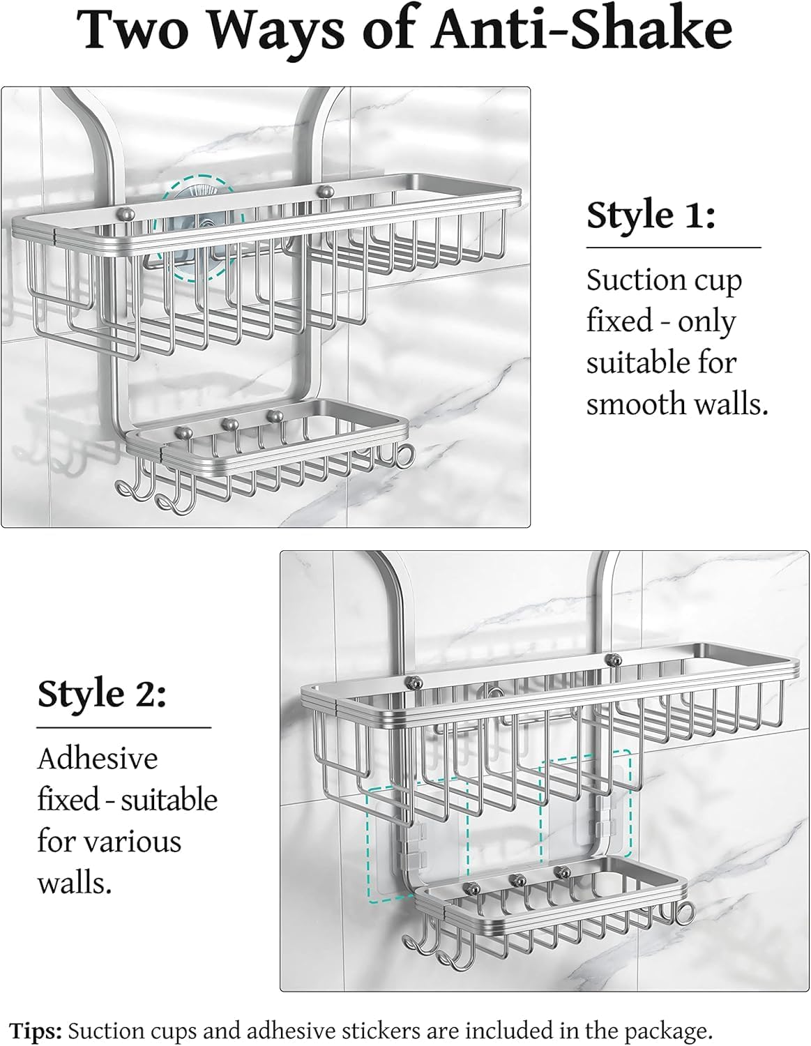 Never Rust Shower Caddy Hanging, Aluminum Shower Racks for Inside Shower, 3-Tier Shower Organizer Hanging Over Shower
